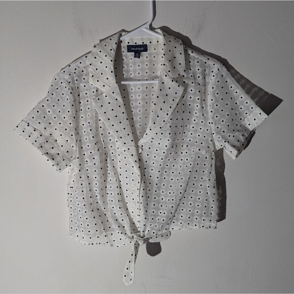 Modcloth Daisy Button Down Front Tie Retro Shirt Top Women's Size Medium - Picture 1 of 5